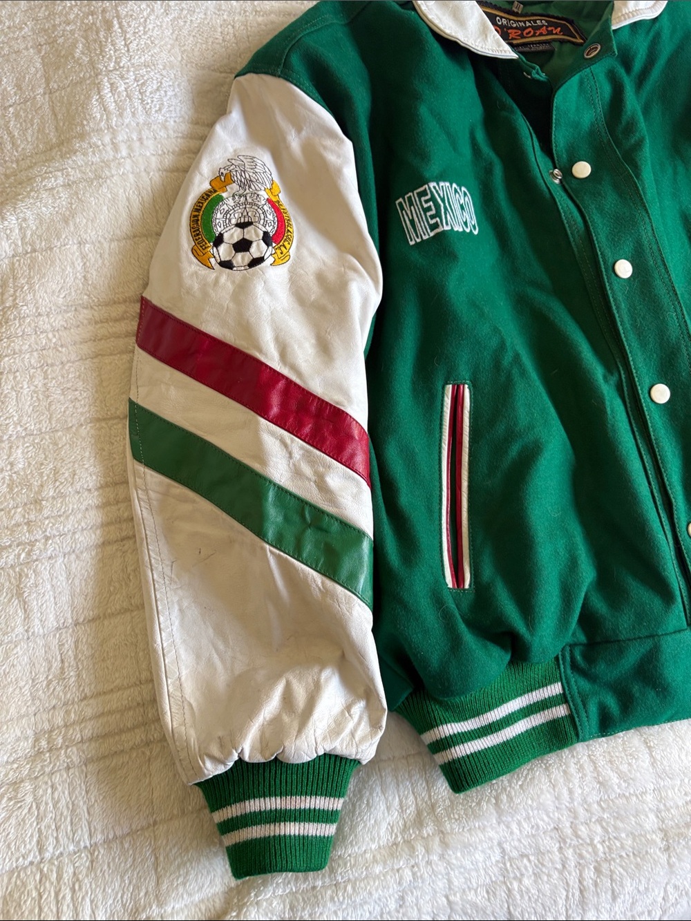 D’Roan Mexico Liga Nacional Vintage & Rare Leather/Wool Jacket XL - Picture 2 of 8